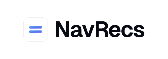 NavRecs logo: Icon and wordmark, for light grounds